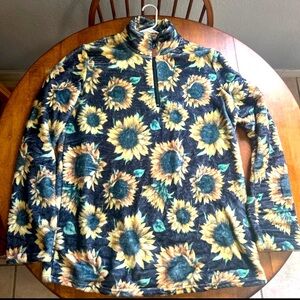 Sunflower & Lace Half Zip Fleece Pullover Jacket 2XL